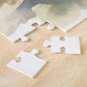 黄色い白いネコ窓の花箱絵画の ジグソーパズル (側面)