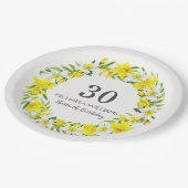黄色い白い水仙のリース 30歳の誕生日 ペーパープレート (アングル)