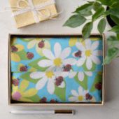 黄色い白い花、赤いヒナガシ 薄葉紙 (ギフト)