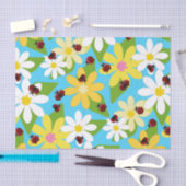 黄色い白い花、赤いヒナガシ 薄葉紙 (クラフト)