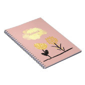 黄色い白い黒の穏やかな花のポスタースパイラル ノートブック (右側)