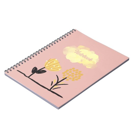 黄色い白い黒の穏やかな花のポスタースパイラル ノートブック (左側)