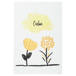 黄色い白い黒の穏やかな花のポスター メタルプリント