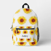 黄色い白ひまわり模様 プリントバックパック (正面)