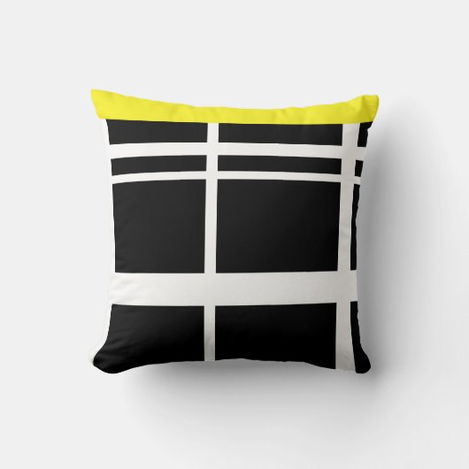 黄色い白黒ライン クッション (正面)