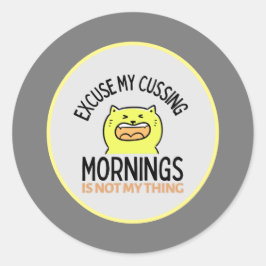 黄色い皮肉おもしろい猫 | Zazzle ラウンドシール