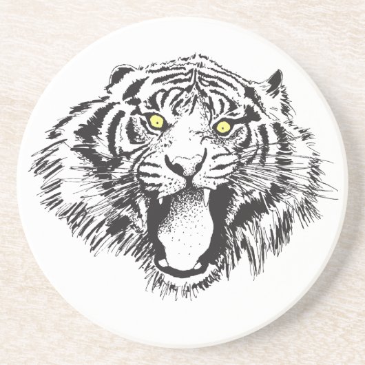 黄色い目で黒くうなる虎 コースター (正面)