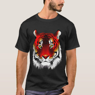 黄色い目の引くことを用いるカラフルで赤いトラ Tシャツ