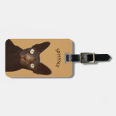 黄色い目の抽象的なスケッチを持つSphynx猫 ラゲッジタグ (正面横)