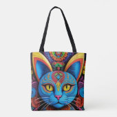 黄色い目の抽象的な猫 トートバッグ (裏面)