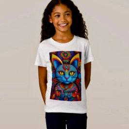 黄色い目の抽象的な猫 Tシャツ