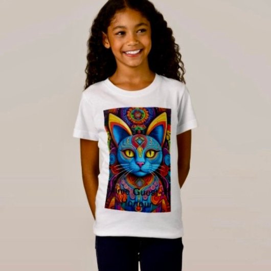 黄色い目の抽象的な猫  Tシャツ