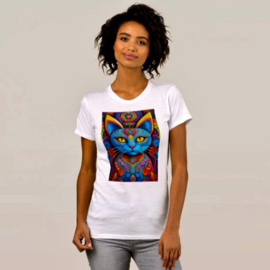 黄色い目の抽象的な猫 Tシャツ