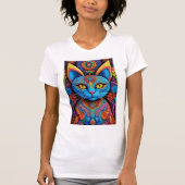 黄色い目の抽象的な猫 Tシャツ (正面)