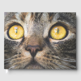 黄色い目の猫のクローズアップ ゲストブック