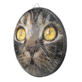 黄色い目の猫のクローズアップ ダーツボード (正面右)