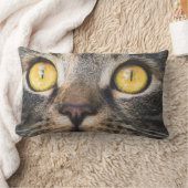 黄色い目の猫のクローズアップ ランバークッション (ブランケット)