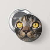 黄色い目の猫のクローズアップ 缶バッジ (正面&裏面)
