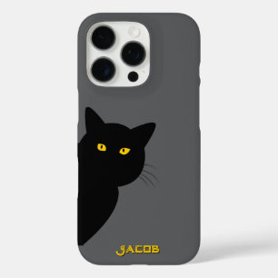 黄色い目の黒猫があなたを迎えカスタムる iPhone 16 PROケース