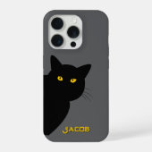 黄色い目の黒猫があなたを迎えカスタムる iPhoneケース (裏面)