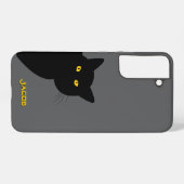 黄色い目の黒猫があなたを迎えカスタムる SAMSUNG GALAXYケース (裏面横)