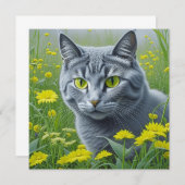 黄色い目をしたかわいい灰色の猫 AI アート (正面/裏面)