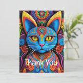 黄色い目をした抽象的な猫 サンキューカード (スタンド正面)