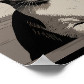 黄色い目をした猫イラストレーション ポスター (角)