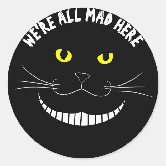 黄色い目をした透明で微笑むチェシャ猫 ラウンドシール (正面)