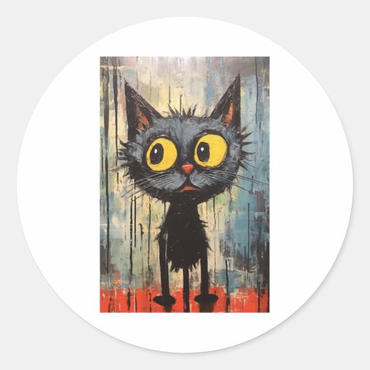 黄色い目をした黒猫 ラウンドシール (正面)