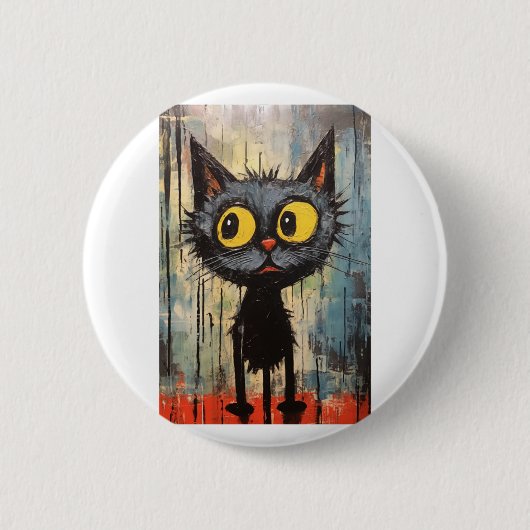 黄色い目をした黒猫 缶バッジ (正面)