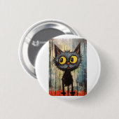 黄色い目をした黒猫 缶バッジ (正面&裏面)