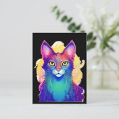 黄色い目カラフル猫 ポストカード (スタンド正面)