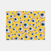 黄色い眼球模様 フリースブランケット (正面(横))