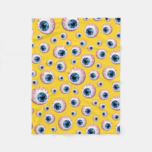 黄色い眼球模様 フリースブランケット (正面)