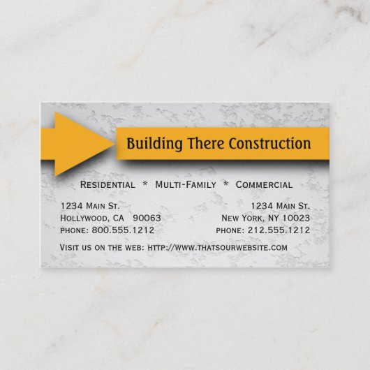 黄色い矢の建設業カード 名刺 (正面)