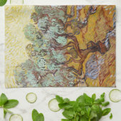 黄色い空と太陽とオリーブの木 キッチンタオル (折り畳み)