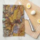 黄色い空と太陽とオリーブの木 キッチンタオル (四つ折り)