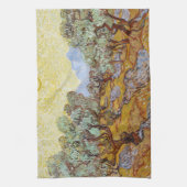 黄色い空と太陽とオリーブの木 キッチンタオル (縦)