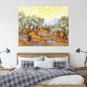 黄色い空と太陽とオリーブの木 キャンバスプリント (インサイチュ (寝室))