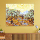 黄色い空と太陽とオリーブの木 キャンバスプリント (インサイチュ (リビング))