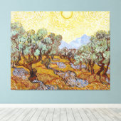 黄色い空と太陽とオリーブの木 キャンバスプリント (インサイチュ (ウッドフロア))