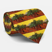 黄色い空と太陽とオリーブの木 ネクタイ (ロール)