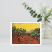 黄色い空と太陽とオリーブの木 ポストカード (スタンド正面)