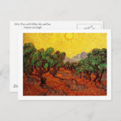 黄色い空と太陽とオリーブの木 ポストカード (正面/裏面)