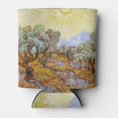 黄色い空と太陽とオリーブの木 缶クーラー (正面)