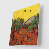 黄色い空と日差しのオリーブの木 スクエア壁時計 (傾斜)