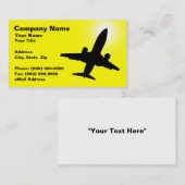 黄色い空に対する飛行機のシルエット 名刺 (正面/裏面)