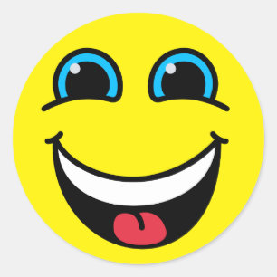黄色い笑うEmojiは直面します ラウンドシール