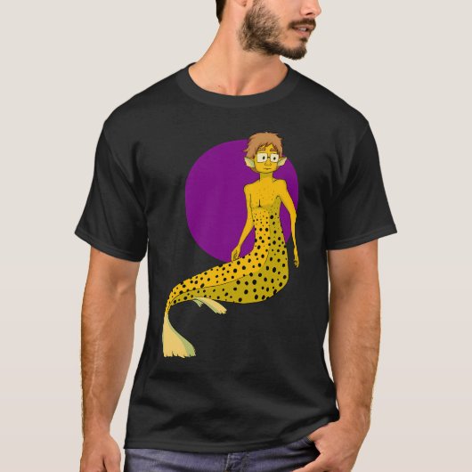 黄色い箱の魚の人魚男 Tシャツ (正面)